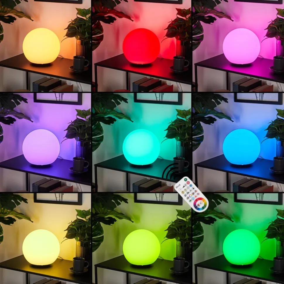Lampe De Tableloural Led Nickel Mat, 1 Lumiere, Telecommandes, Changeur De Couleurs