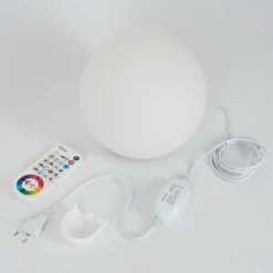 Lampe De Tableloural Led Nickel Mat, 1 Lumiere, Telecommandes, Changeur De Couleurs