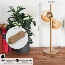 Lampe De Tableremaisnil Laiton, 2 Lumieres