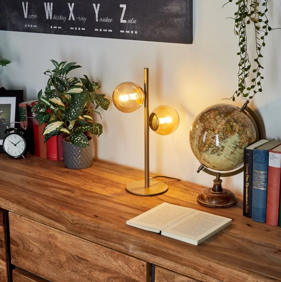 Lampe De Tableremaisnil Laiton, 2 Lumieres