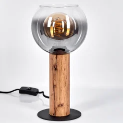Lampe De Tablevouhet Brun, Couleur Bois, Noir, 1 Lumiere