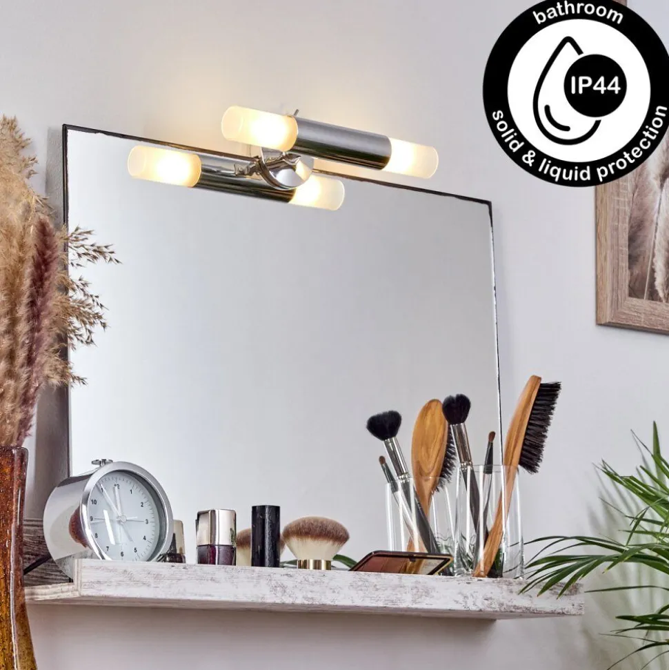 Lampe Miroir Morges Led Brun Fonce, Nickel Mat, 2 Lumieres