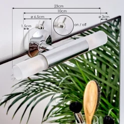 Lampe Miroir Morges Led Brun Fonce, Nickel Mat, 2 Lumieres