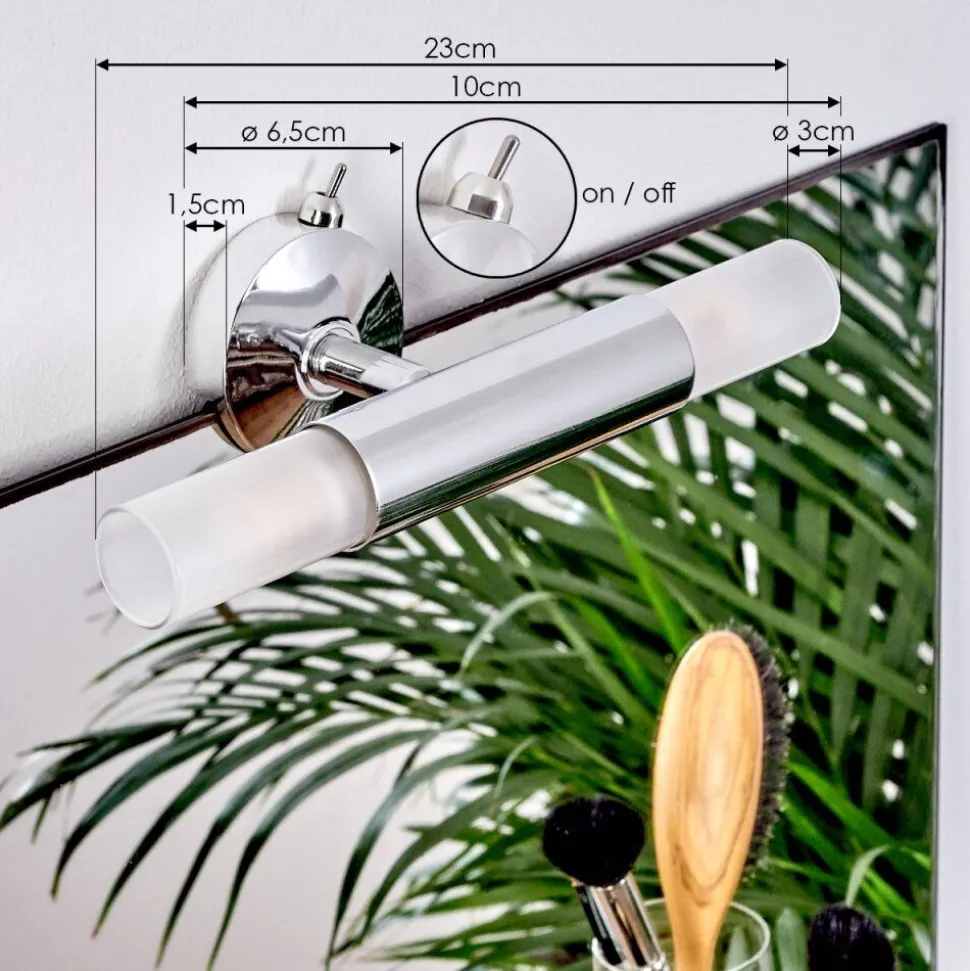 Lampe Miroir Morges Led Brun Fonce, Nickel Mat, 2 Lumieres