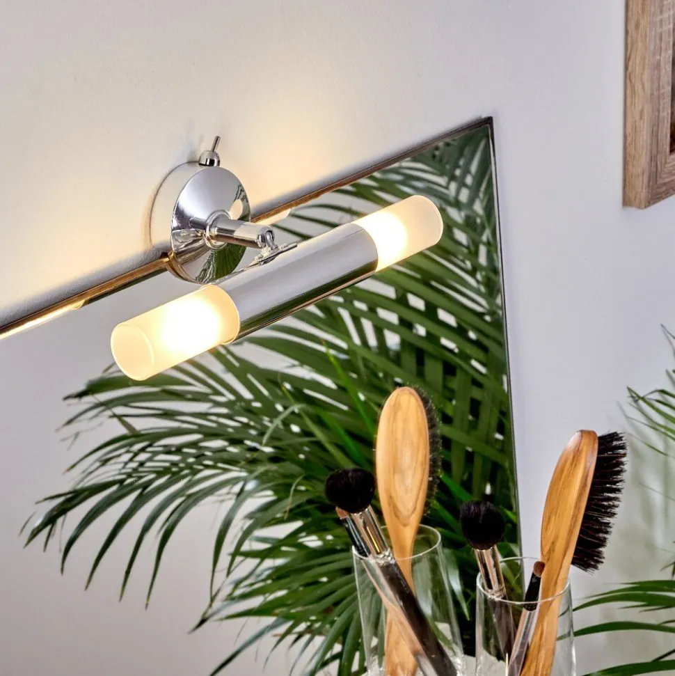 Lampe Miroir Morges Led Brun Fonce, Nickel Mat, 2 Lumieres