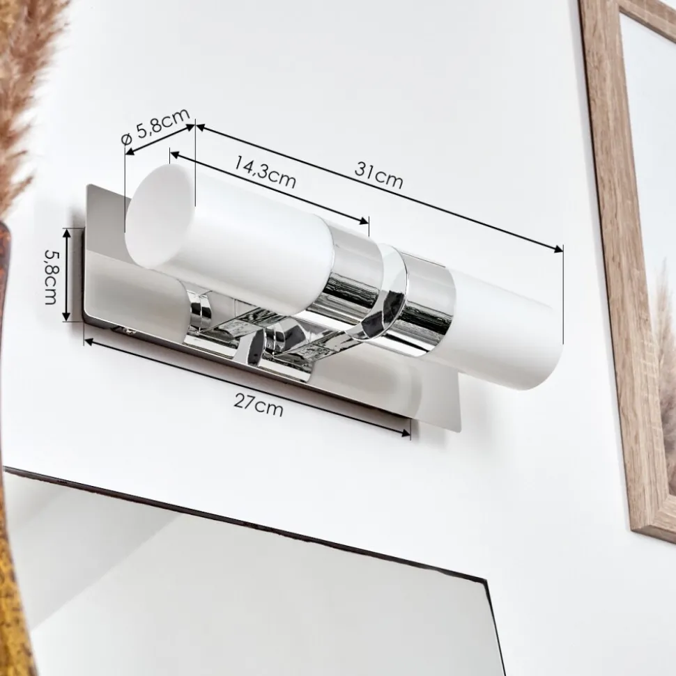 Lampe Miroir Morges Led Chrome, 2 Lumieres