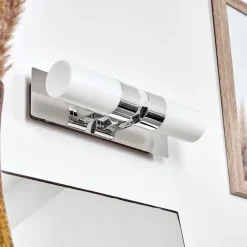 Lampe Miroir Morges Led Chrome, 2 Lumieres