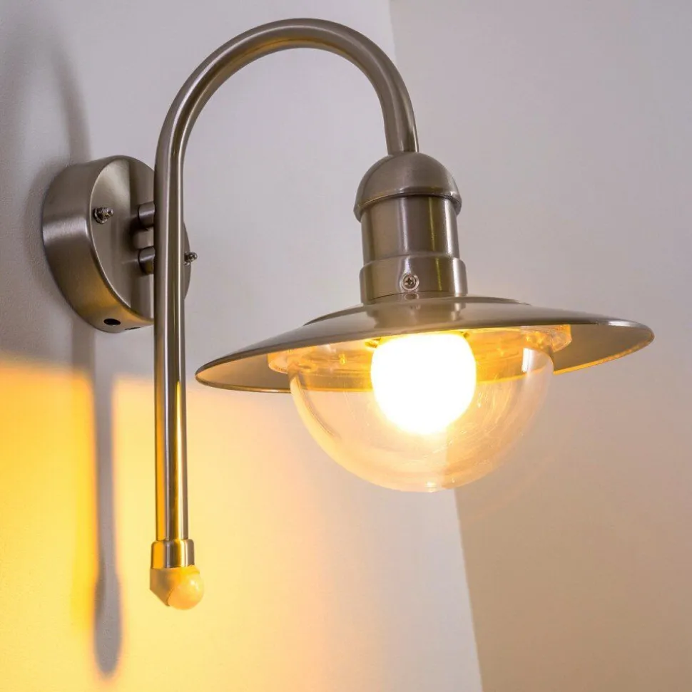 Lampe Murale D'Exterieur Elima Acier Inoxydable, 1 Lumiere, Detecteur De Mouvement