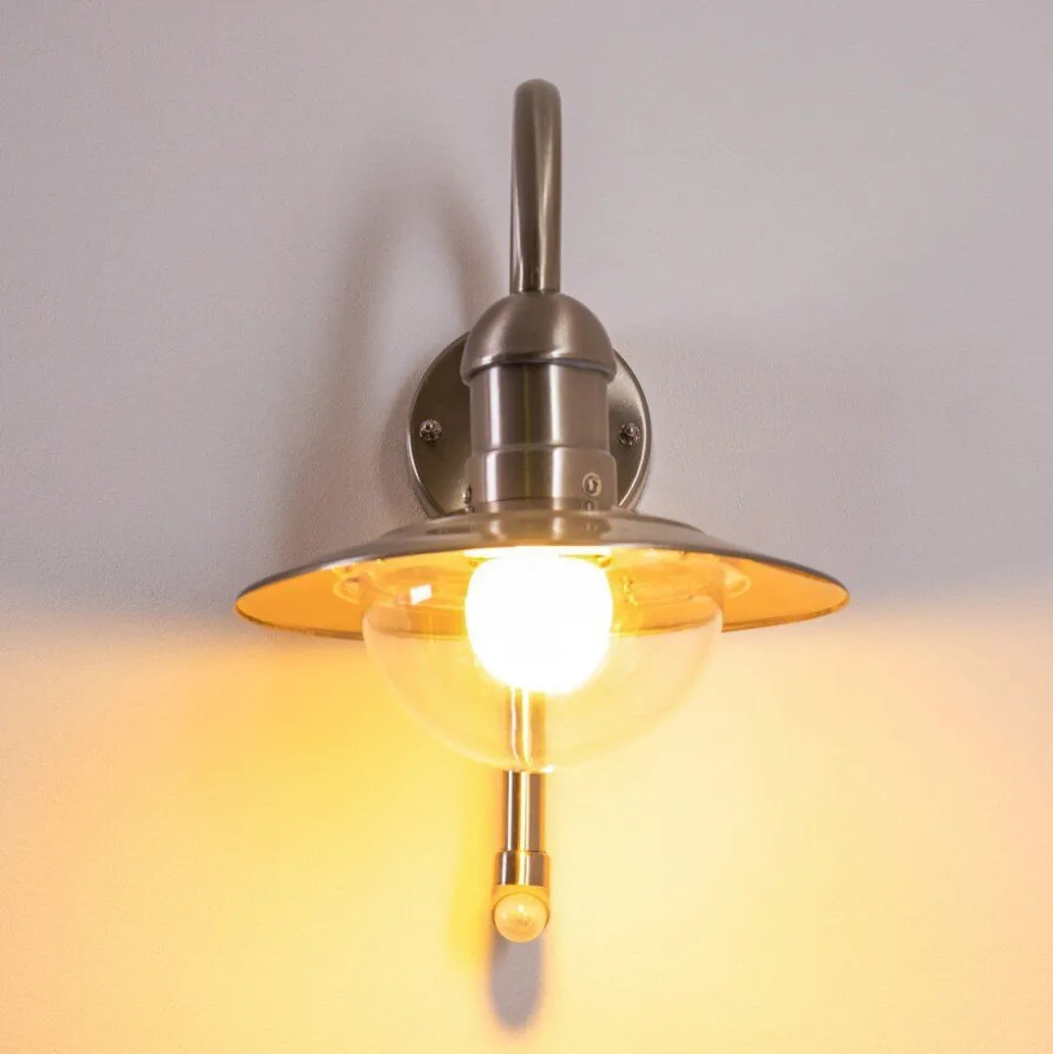 Lampe Murale D'Exterieur Elima Acier Inoxydable, 1 Lumiere, Detecteur De Mouvement