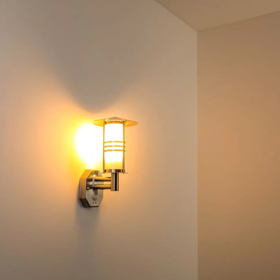 Lampe Murale D'Exterieur Forli Acier Inoxydable, 1 Lumiere, Detecteur De Mouvement