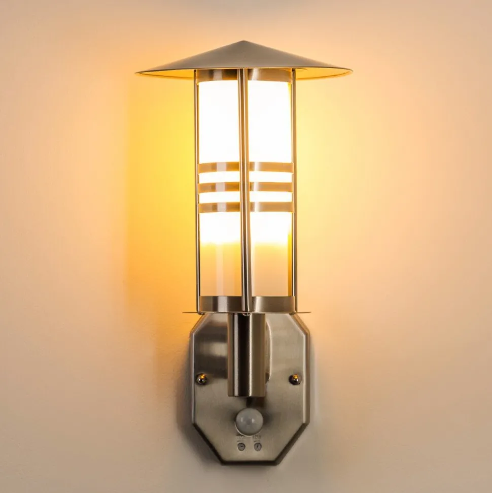 Lampe Murale D'Exterieur Forli Acier Inoxydable, 1 Lumiere, Detecteur De Mouvement