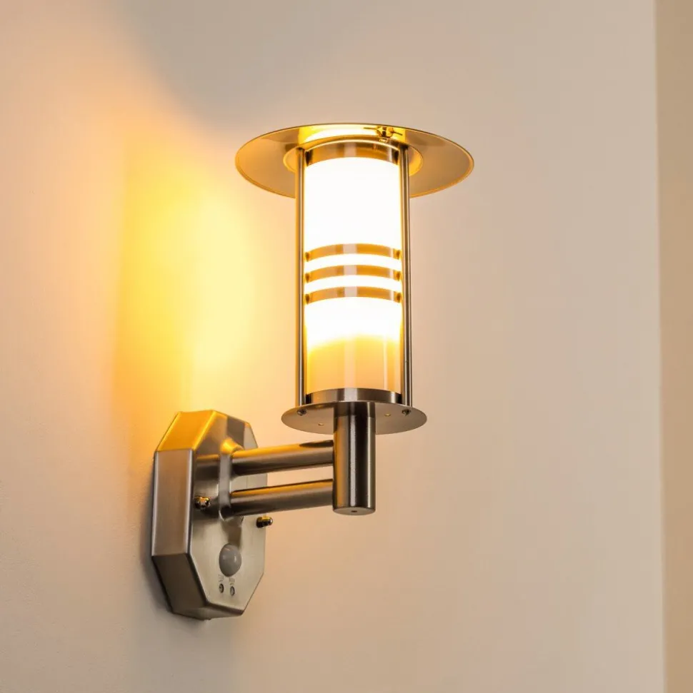 Lampe Murale D'Exterieur Forli Acier Inoxydable, 1 Lumiere, Detecteur De Mouvement