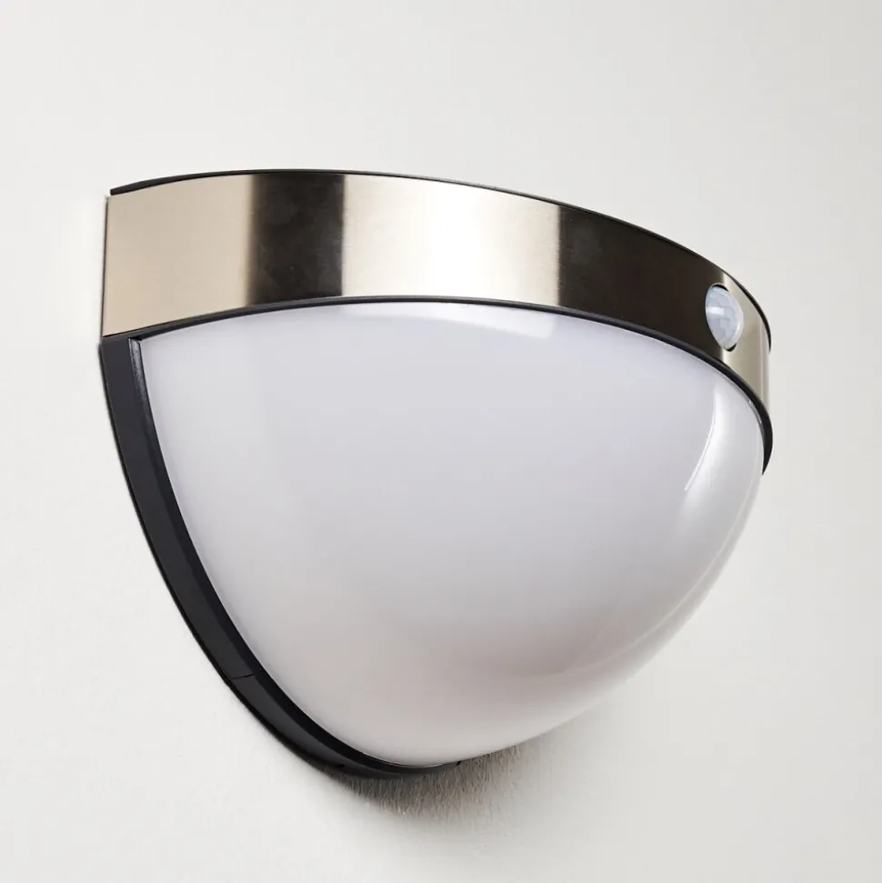 Lampe Solaire Basra Led Chrome, 1 Lumiere, Detecteur De Mouvement
