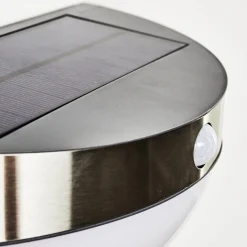 Lampe Solaire Basra Led Chrome, 1 Lumiere, Detecteur De Mouvement