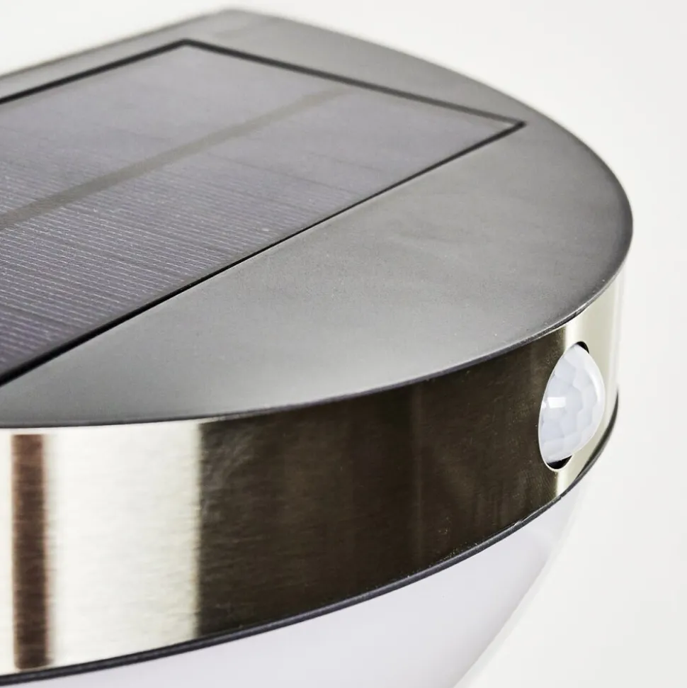 Lampe Solaire Basra Led Chrome, 1 Lumiere, Detecteur De Mouvement