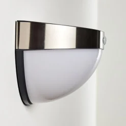 Lampe Solaire Basra Led Chrome, 1 Lumiere, Detecteur De Mouvement