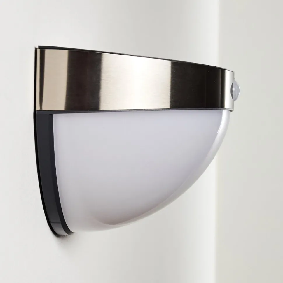Lampe Solaire Basra Led Chrome, 1 Lumiere, Detecteur De Mouvement