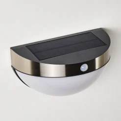Lampe Solaire Basra Led Chrome, 1 Lumiere, Detecteur De Mouvement
