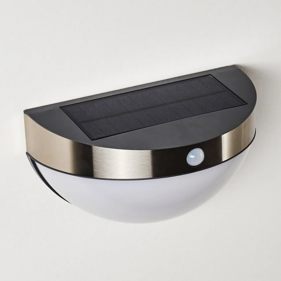 Lampe Solaire Basra Led Chrome, 1 Lumiere, Detecteur De Mouvement