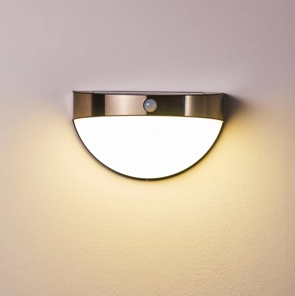 Lampe Solaire Basra Led Chrome, 1 Lumiere, Detecteur De Mouvement