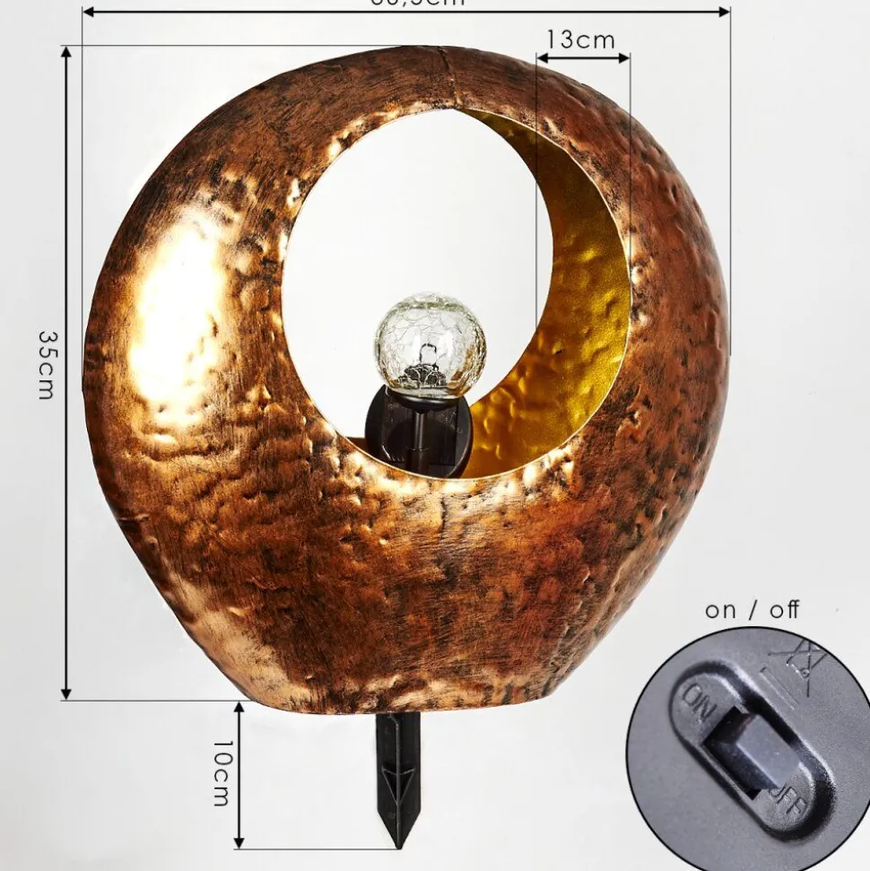 Lampe Solaire Benevento Led Cuivre, Rouille, Transparent, 1 Lumiere