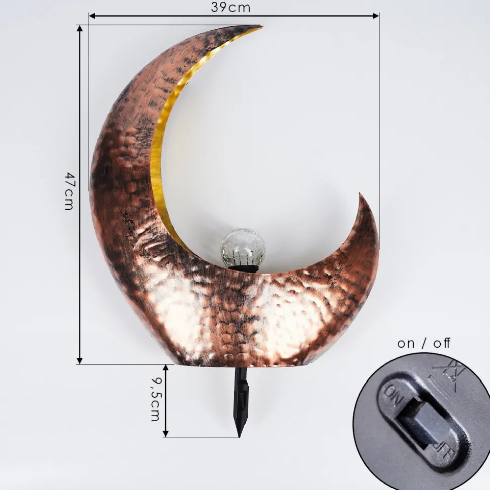 Lampe Solaire Benevento Led Cuivre, Rouille, Transparent, 1 Lumiere