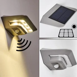 Lampe Solaire Camden Led Gris, 1 Lumiere, Detecteur De Mouvement