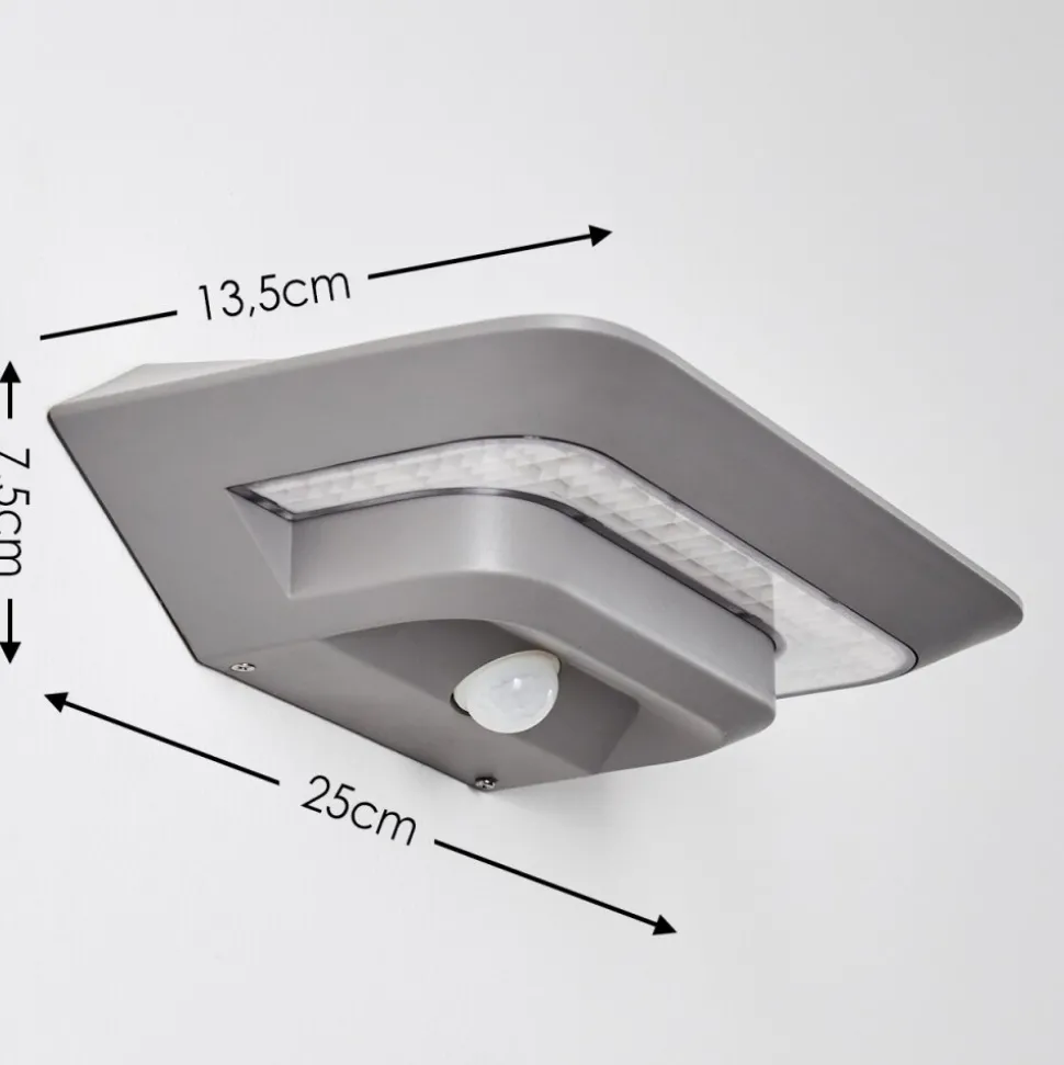 Lampe Solaire Camden Led Gris, 1 Lumiere, Detecteur De Mouvement