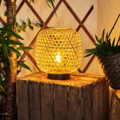 Lampe Solaire Conneaut Led Bois Clair, Noir, 1 Lumiere