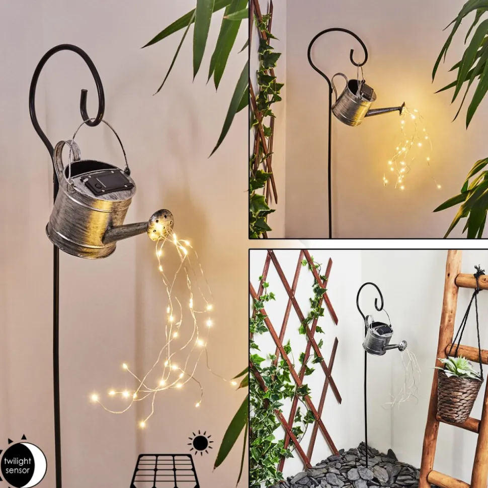 Lampe Solaire Dalen Led Noir, Argente, 28 Lumieres