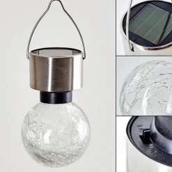 Lampe Solaire Falco Led Acier Inoxydable, 1 Lumiere, Changeur De Couleurs