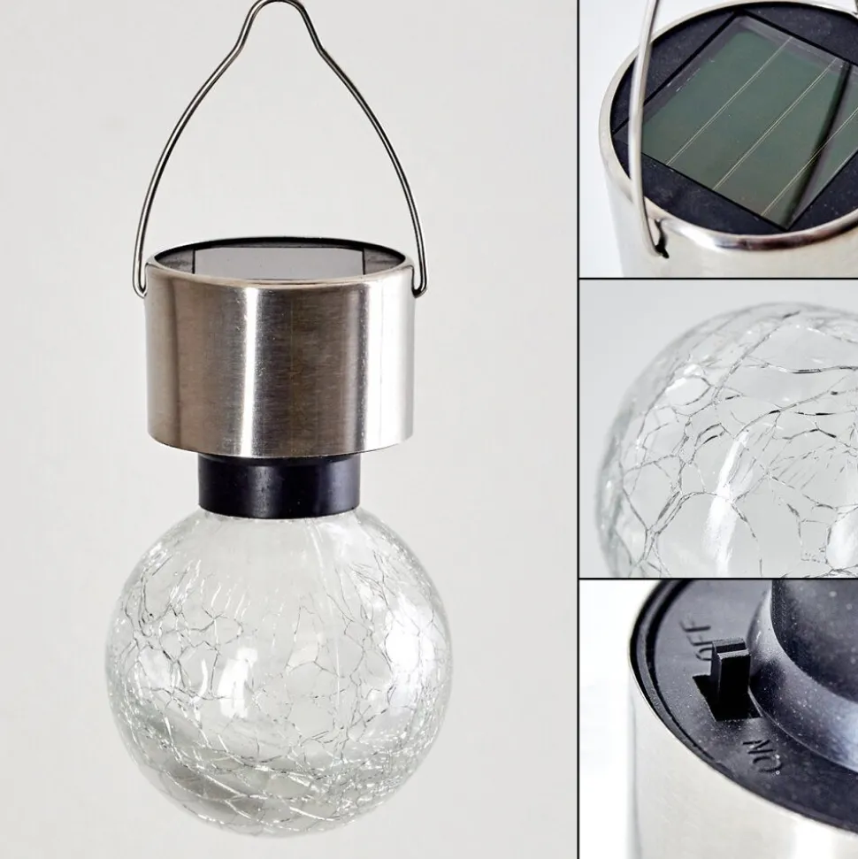 Lampe Solaire Falco Led Acier Inoxydable, 1 Lumiere, Changeur De Couleurs