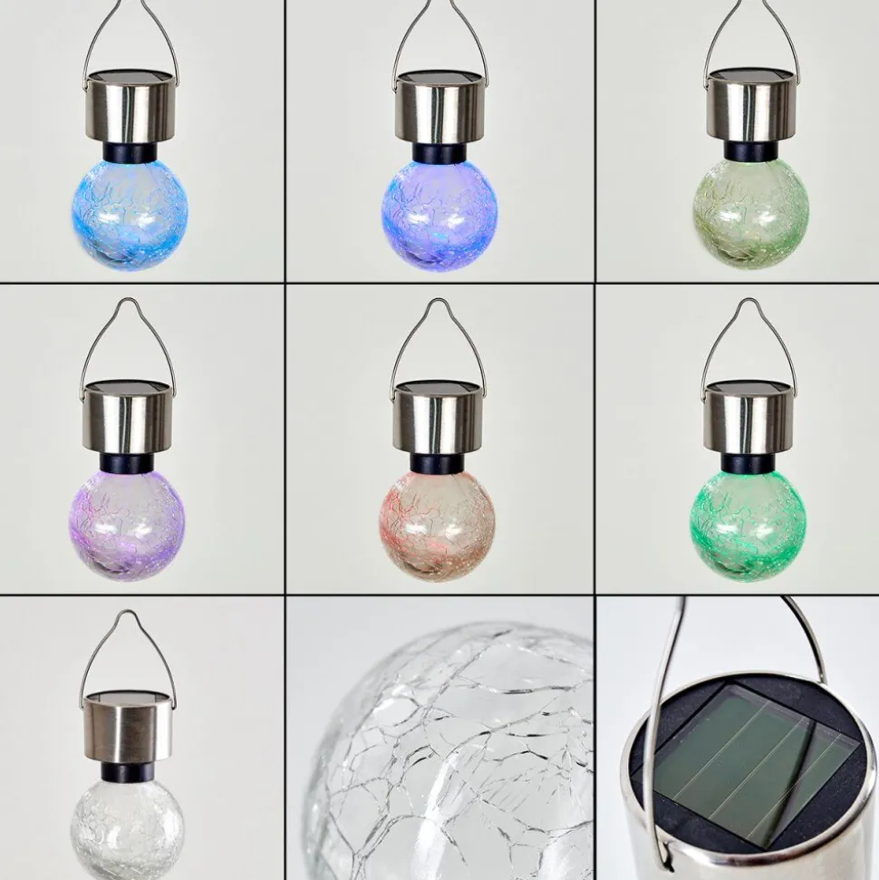 Lampe Solaire Falco Led Acier Inoxydable, 1 Lumiere, Changeur De Couleurs
