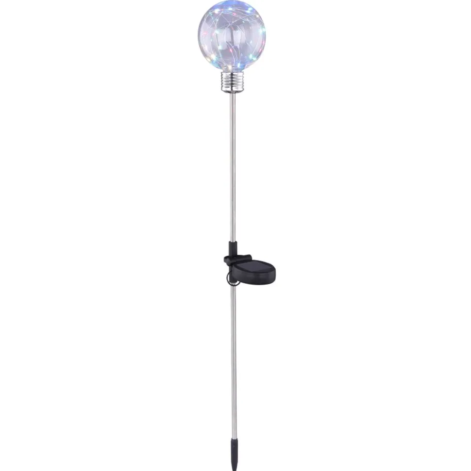 Lampe Solaire Globo Led Argente, 1 Lumiere, Changeur De Couleurs