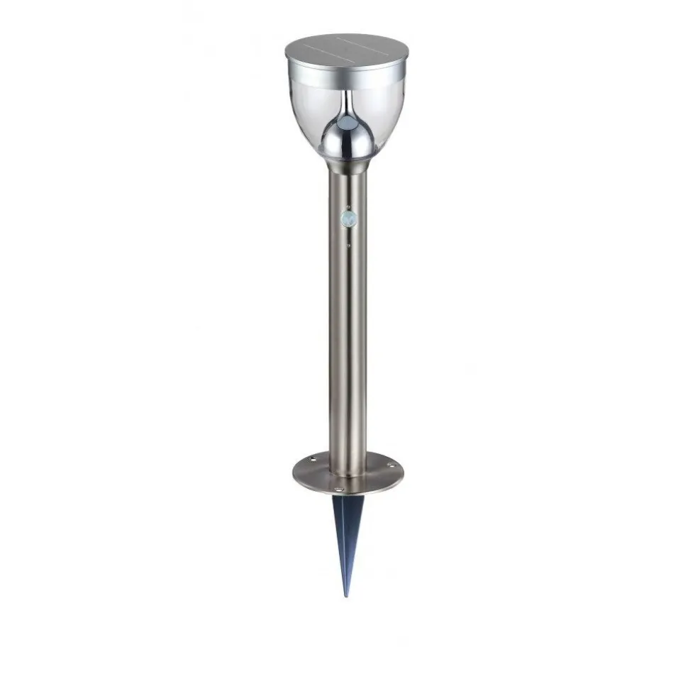 Lampe Solaire Globo Led Acier Inoxydable, 20 Lumieres, Detecteur De Mouvement