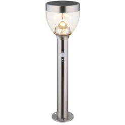 Lampe Solaire Globo Led Acier Inoxydable, 20 Lumieres, Detecteur De Mouvement