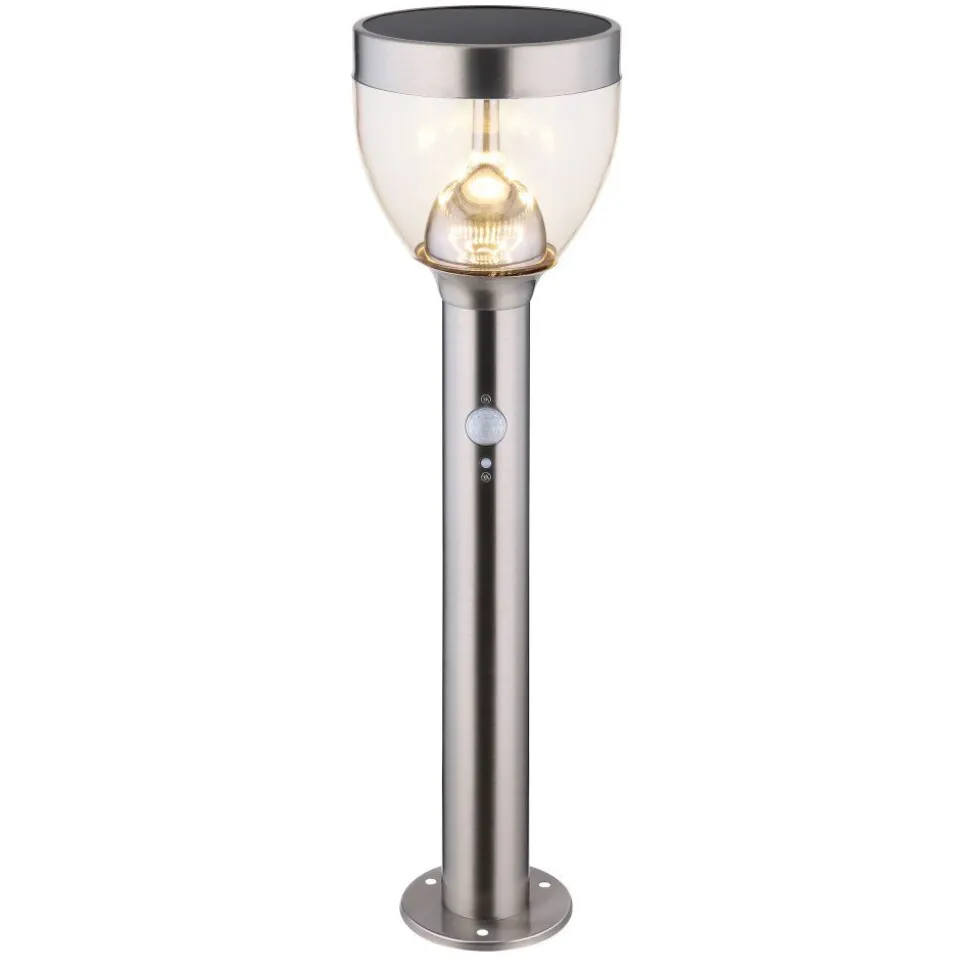 Lampe Solaire Globo Led Acier Inoxydable, 20 Lumieres, Detecteur De Mouvement