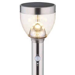 Lampe Solaire Globo Led Acier Inoxydable, 20 Lumieres, Detecteur De Mouvement