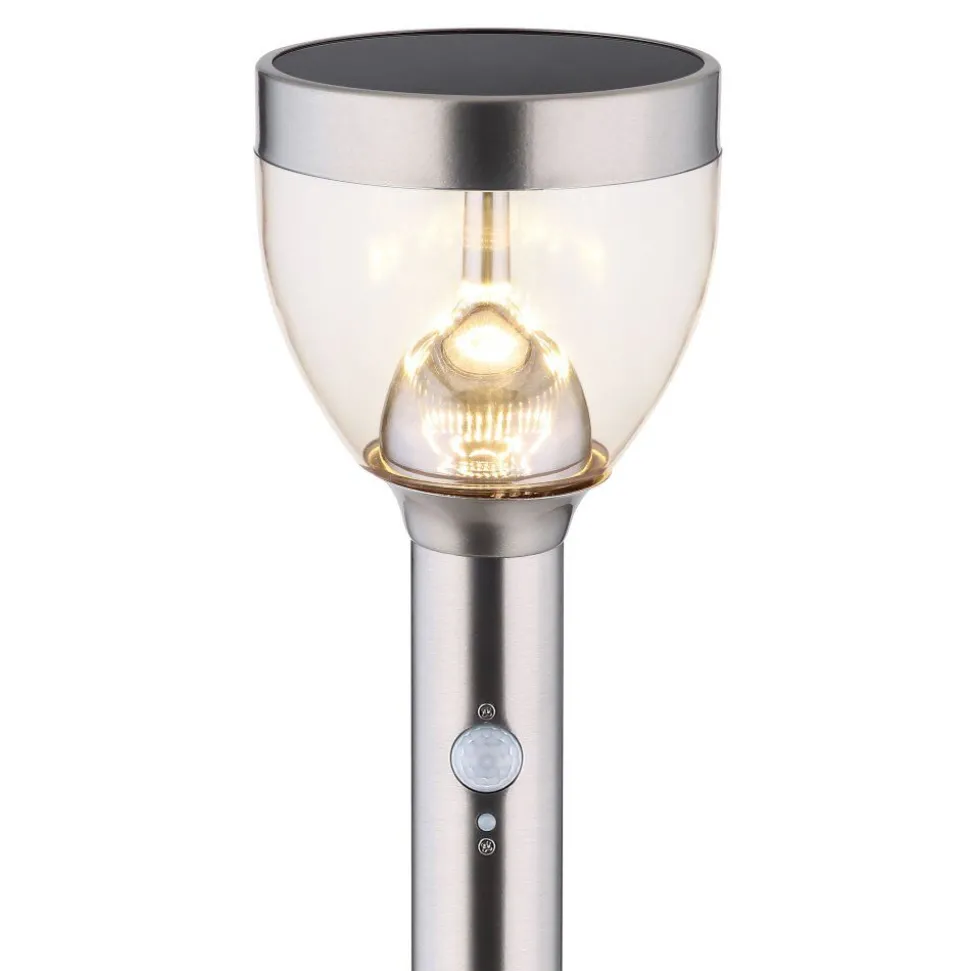 Lampe Solaire Globo Led Acier Inoxydable, 20 Lumieres, Detecteur De Mouvement
