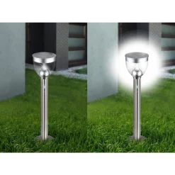 Lampe Solaire Globo Led Acier Inoxydable, 20 Lumieres, Detecteur De Mouvement