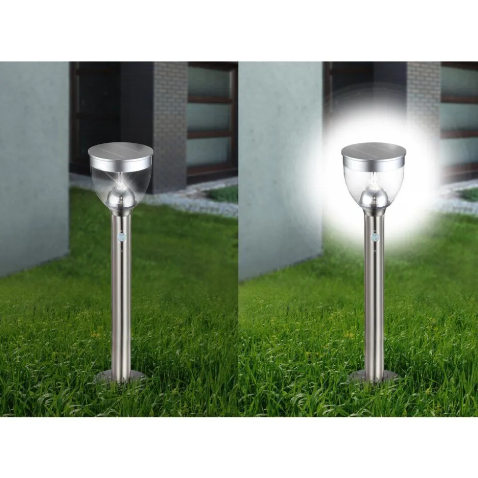 Lampe Solaire Globo Led Acier Inoxydable, 20 Lumieres, Detecteur De Mouvement