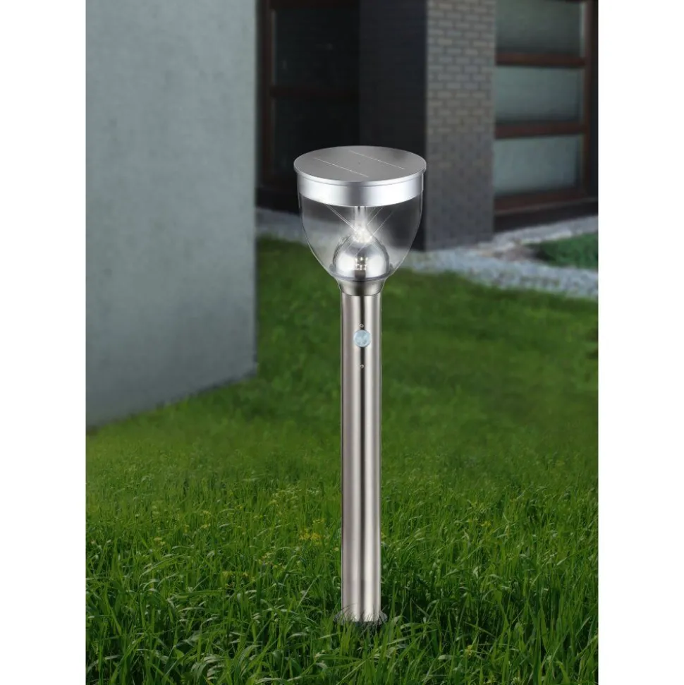 Lampe Solaire Globo Led Acier Inoxydable, 20 Lumieres, Detecteur De Mouvement