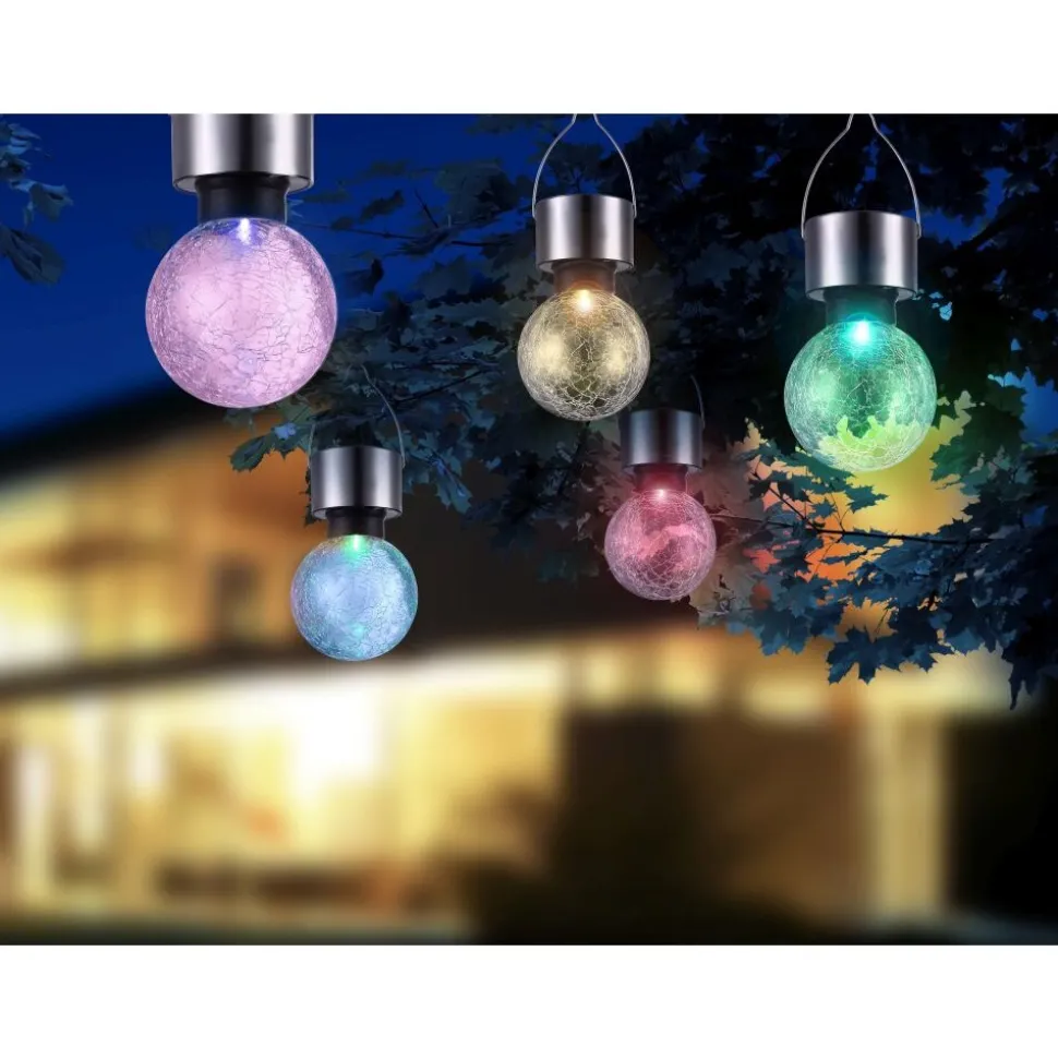 Lampe Solaire Globo Led Acier Inoxydable, 1 Lumiere, Changeur De Couleurs