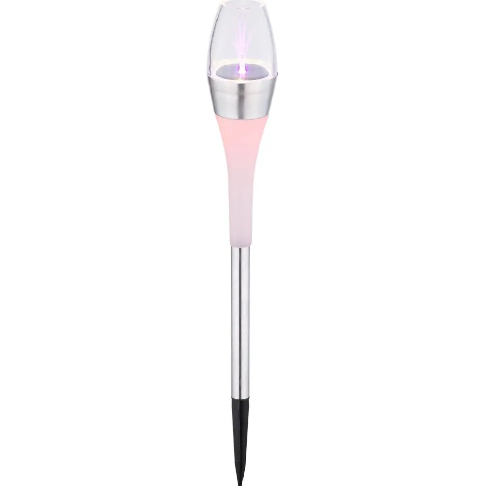 Lampe Solaire Globo Led Acier Inoxydable, 2 Lumieres, Changeur De Couleurs