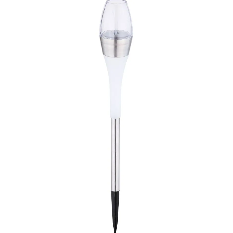 Lampe Solaire Globo Led Acier Inoxydable, 2 Lumieres, Changeur De Couleurs