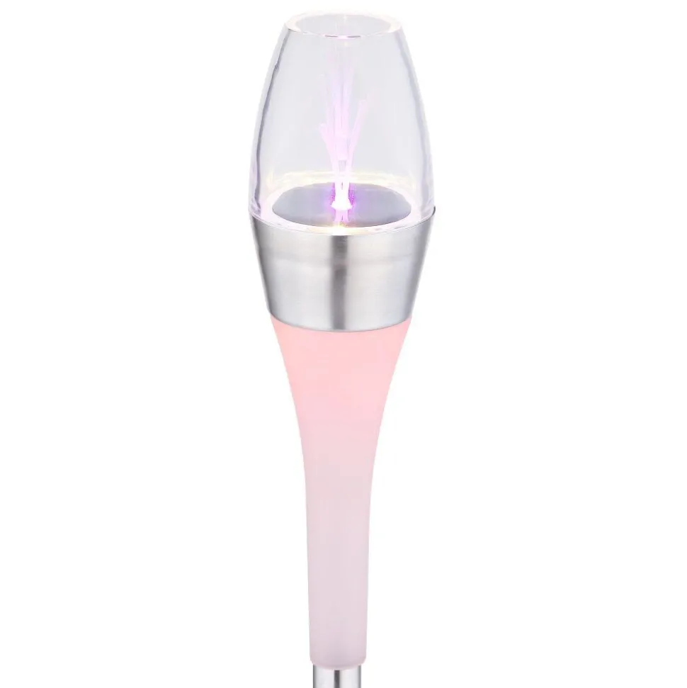 Lampe Solaire Globo Led Acier Inoxydable, 2 Lumieres, Changeur De Couleurs