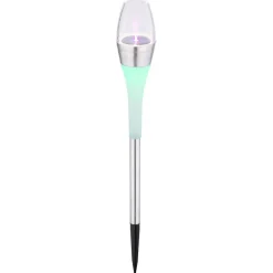 Lampe Solaire Globo Led Acier Inoxydable, 2 Lumieres, Changeur De Couleurs
