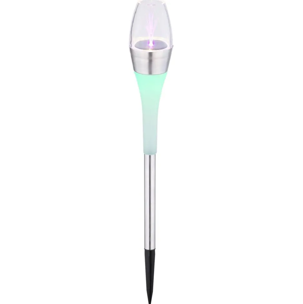 Lampe Solaire Globo Led Acier Inoxydable, 2 Lumieres, Changeur De Couleurs