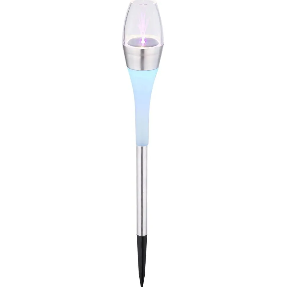 Lampe Solaire Globo Led Acier Inoxydable, 2 Lumieres, Changeur De Couleurs