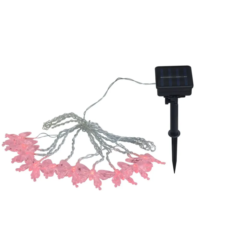 Lampe Solaire Globo Led Noir, 10 Lumieres, Changeur De Couleurs